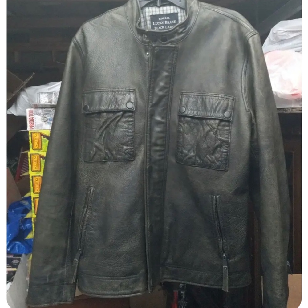 Lucky Brand Black Label Leather Jacket "The Ace" Size L